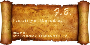Fassinger Barnabás névjegykártya